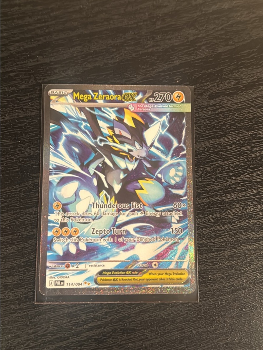 Pokemon Mega Zeraora EX Holo Card - Blue & Yellow AccentsJust pulled and sleeved